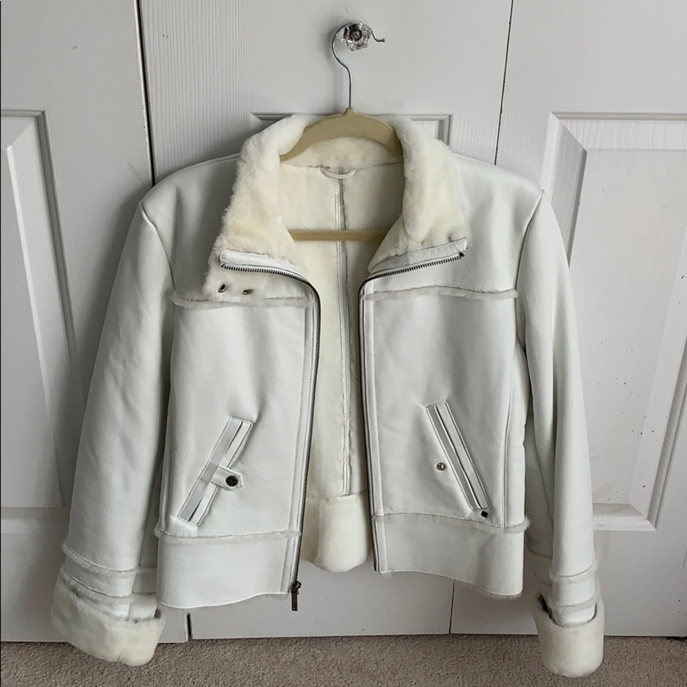 M Rivet White Geniune Leather Jacket ❄️